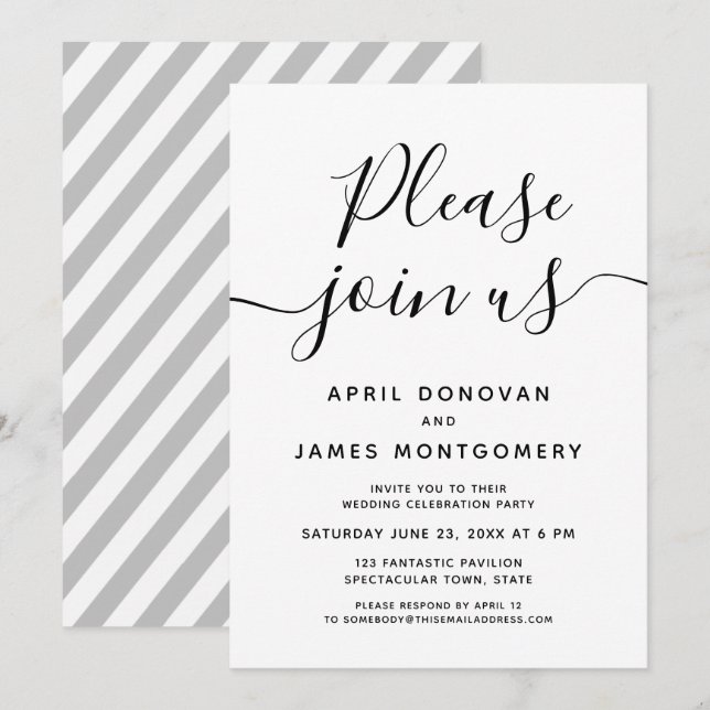 Rejoignez-nous Faire-part de mariage de typographi (Devant / Derrière)