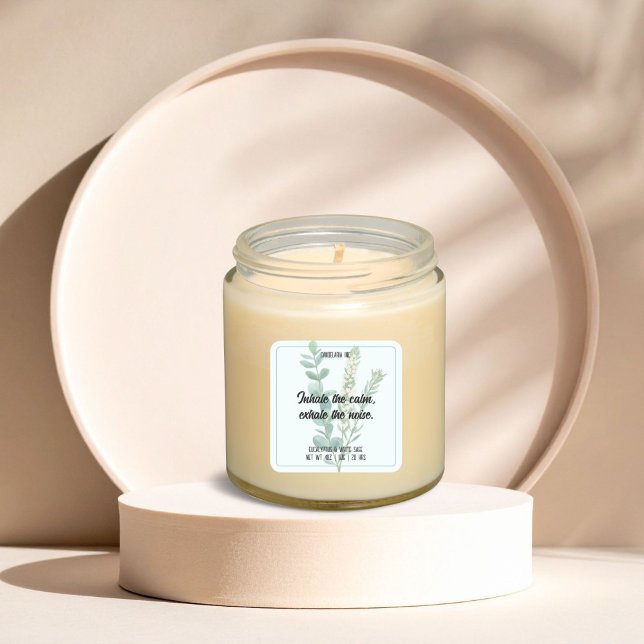 Rejuvenating Eucalyptus Sage Candle Sticker Label (Créateur téléchargé)