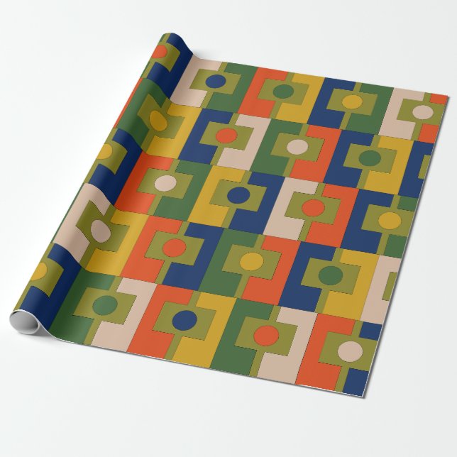 Rektangel Mid Century Modern Geometric Pattern Wrapping Paper (Unrolled)