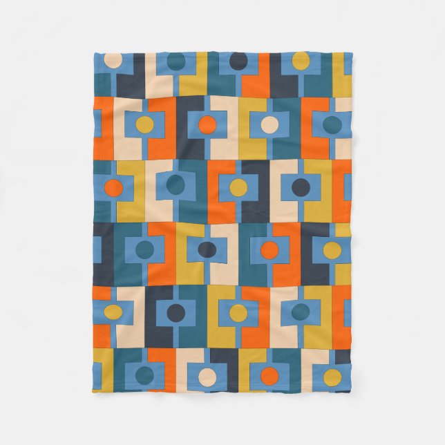 Rektangel Retro Contemporary Geometric Pattern  Fleece Blanket (Front)