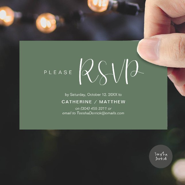 Relance de réponse aux invitations de mariage, Mod (Wedding Invites RSVP Reminder enclosed card, Modern Minimal Sage Green)