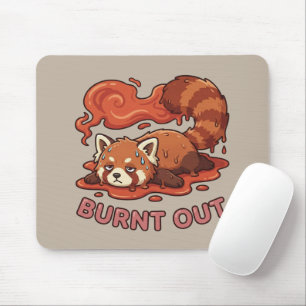 Relatable "Burnt Out" Red Panda – Cute Melted Aest Mouse Pad