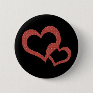 Related red hearts 2 inch round button