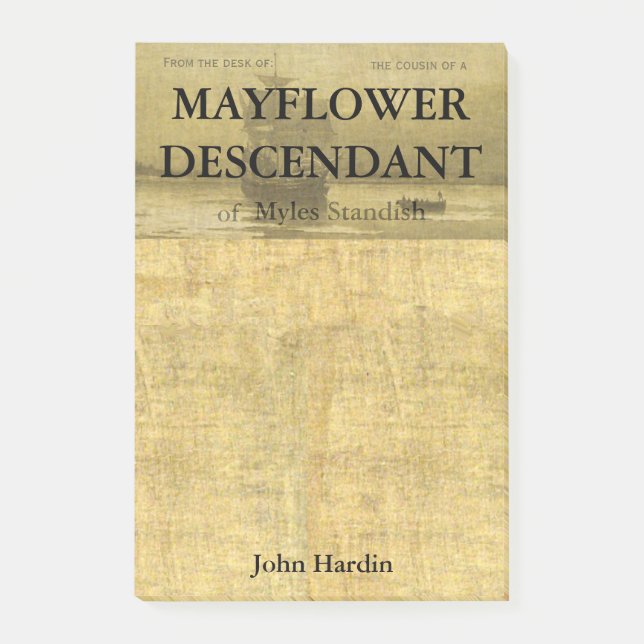 Relative of Mayflower Descendants Myles Standish Post-it Notes (Front)