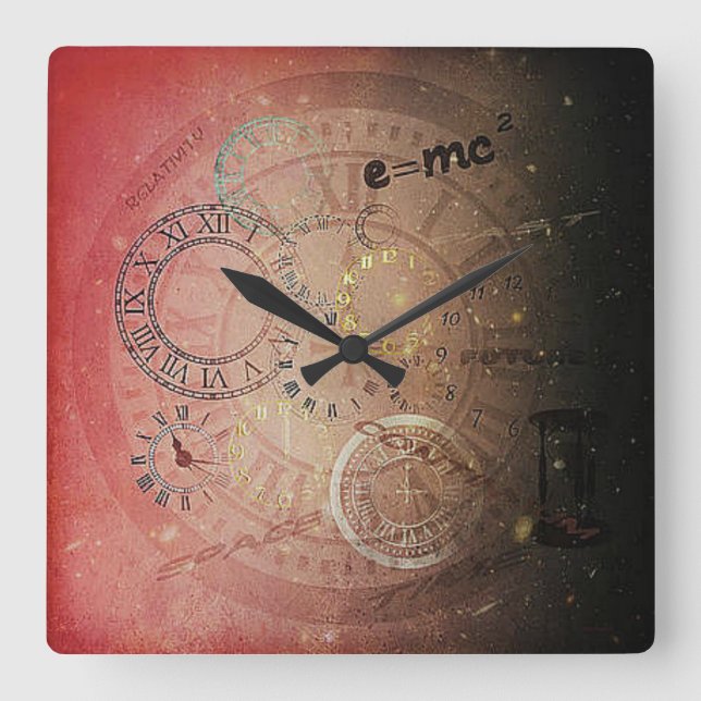 Relativity of time art square wall clock (Front)