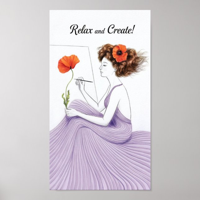 Relax and Create – A Muse in Lavender Poster (Front)