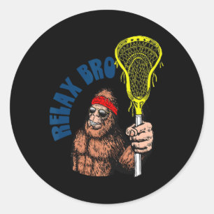 Relax Bro! Funny Sasquatch Lax Bigfoot Lacrosse Vi Classic Round Sticker
