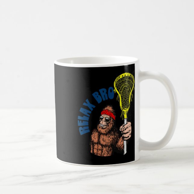 Relax Bro! Funny Sasquatch Lax Bigfoot Lacrosse Vi Coffee Mug (Right)