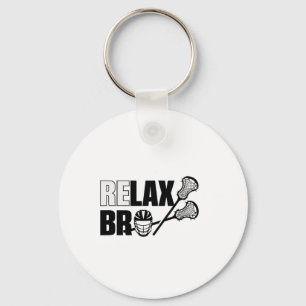 Relax Bro Lacrosse Player Lax Teen Boys Men Keychain
