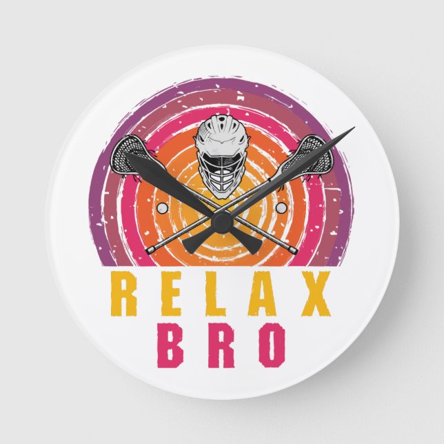 Relax Bro Lacrosse Round Clock (Front)
