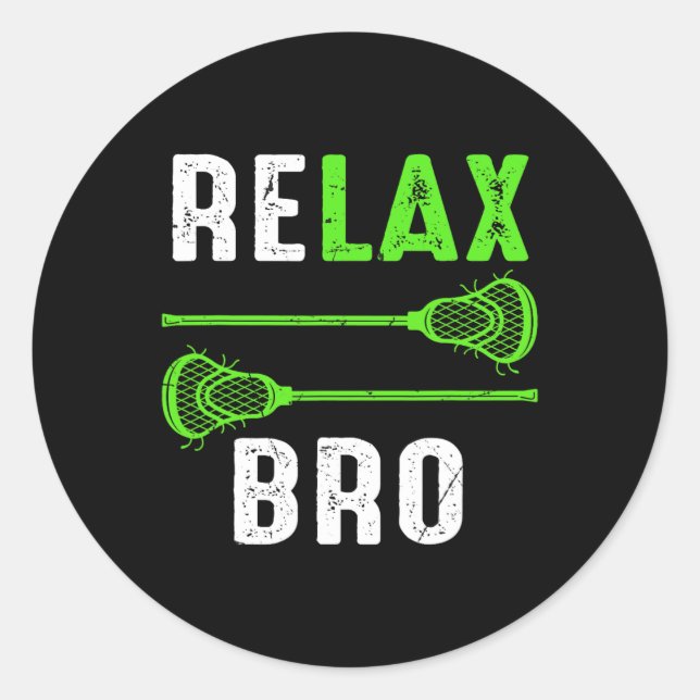 Relax Bro Vintage Lacrosse  Classic Round Sticker (Front)