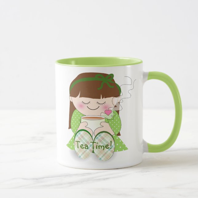 Relax! Cute Kawaii Girl Relaxing with Tea / Coffee Mug (Right)