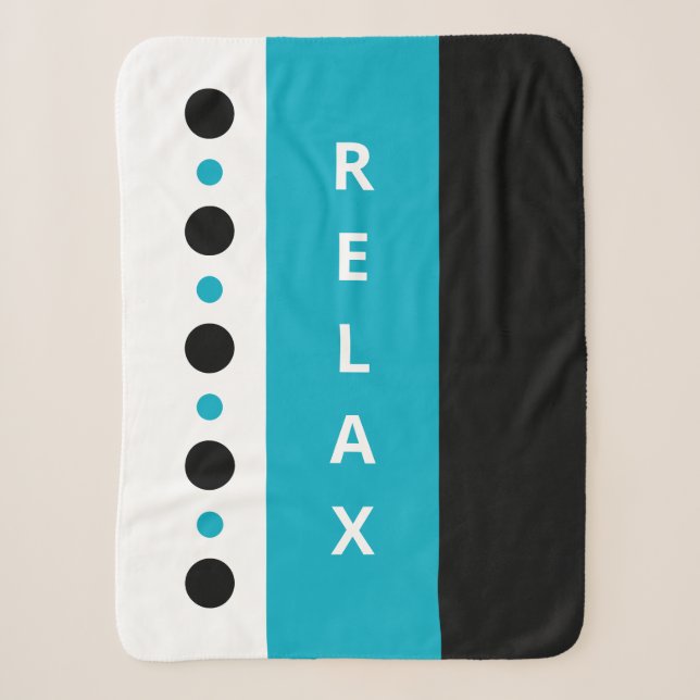 Relax dots stripes black azure sherpa blanket (Front)