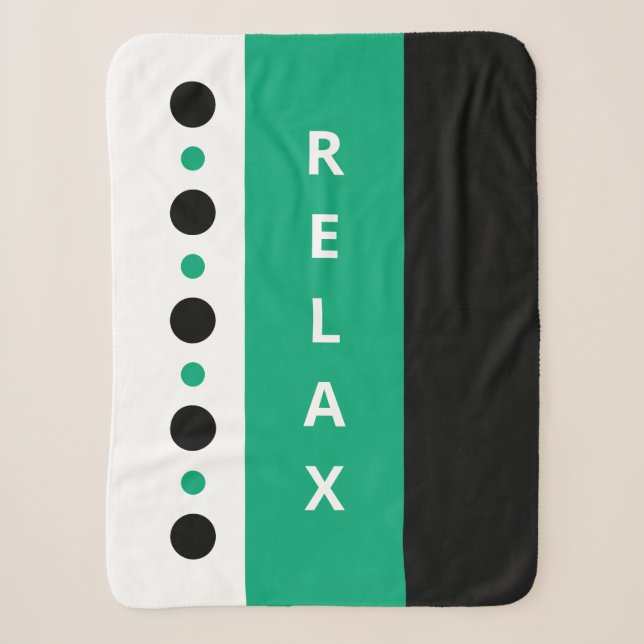 Relax dots stripes black green sherpa blanket (Front)