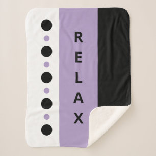 Relax dots stripes black purple sherpa blanket