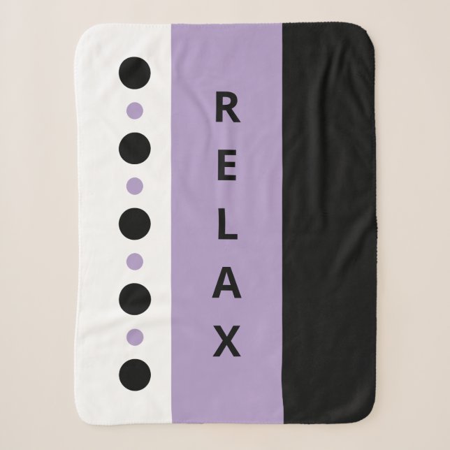 Relax dots stripes black purple sherpa blanket (Front)