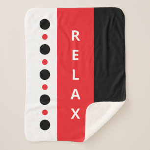 Relax dots stripes black red sherpa blanket