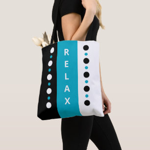 Relax dots stripes black white & azure tote bag