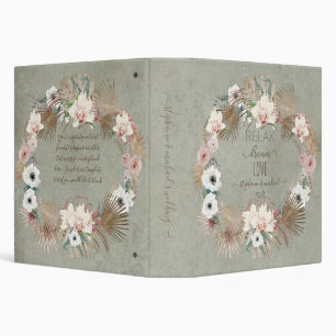 Relax Dream Love Vintage Orchid Floral Palm Name Binder