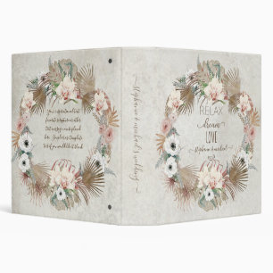 Relax Dream Love White Orchid Floral Greenery Name Binder