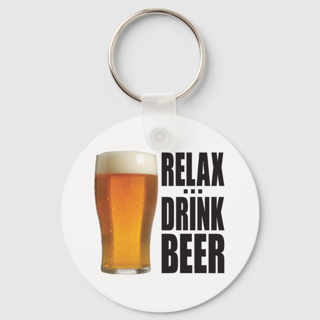 Relax Drink Beer Keychain (Front)