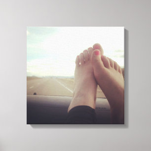 relax feet on the dashboard canvas print