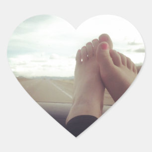 relax feet on the dashboard heart sticker