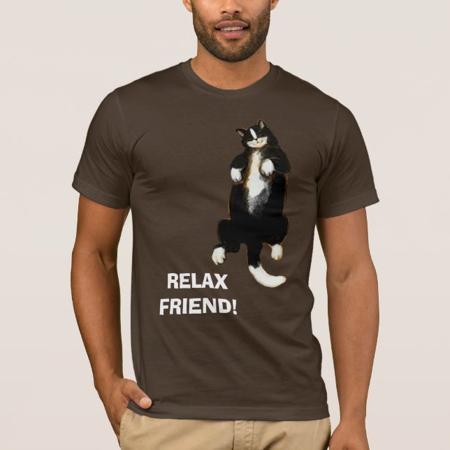 RELAX friend! Sleeping cat T-Shirt (Front)