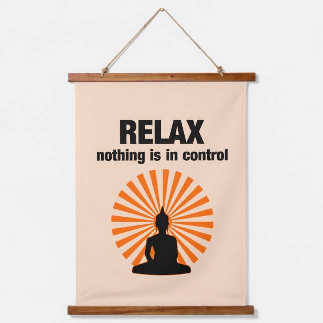 Relax Funny Buddha Quote Hanging Tapestry (Front)