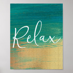 Relax Green Gold Scripture Bathroom wall poster