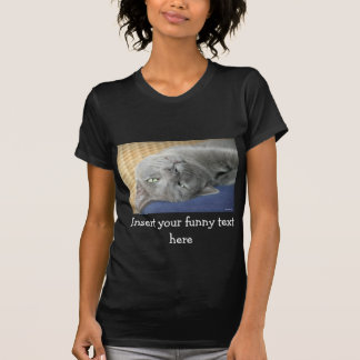 Relax! Grey Purring Cat - black T-Shirt for Women