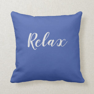 Relax hand writing on blue background throw pillow