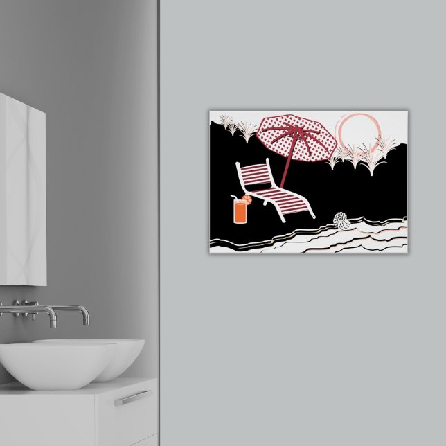 Relax In A Beach Chair & Cocktail At Sunset Poster (Relax In A Beach Chair & Cocktail At Sunset Poster, Bathroom)