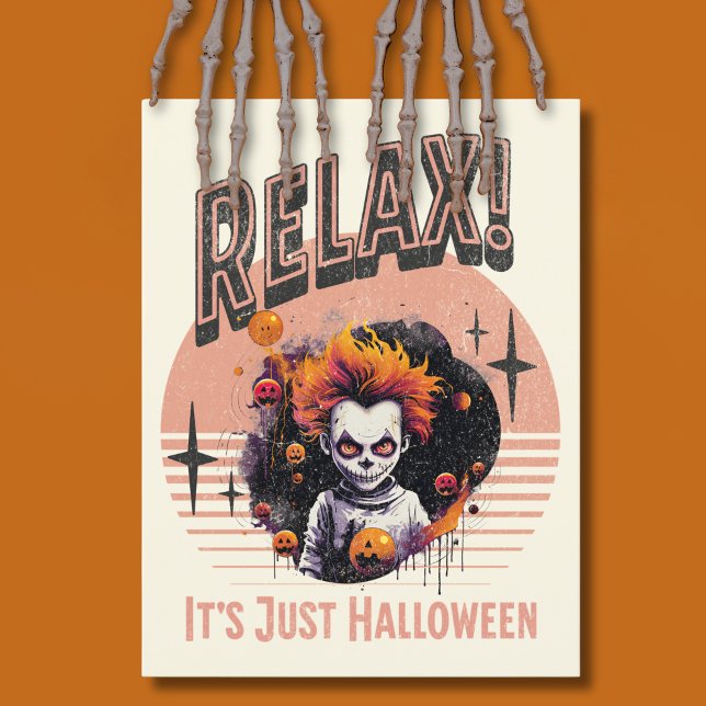 Relax Its Just Halloween Creepy Kid Clown Holiday Postcard (Creator Uploaded)