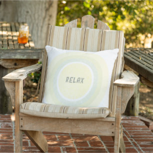 RELAX - Light Green Yellow Grunge Circles Outdoor Pillow