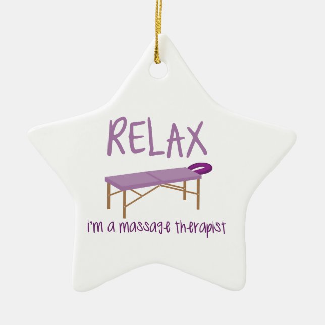 Relax Massage Table Ceramic Ornament (Front)