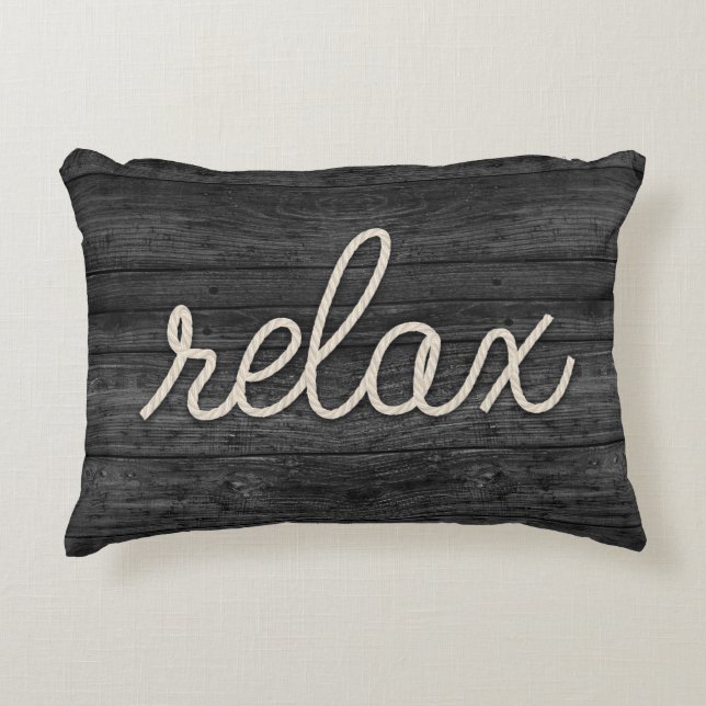 Relax Nautical Rope Text Accent Pillow (Front)