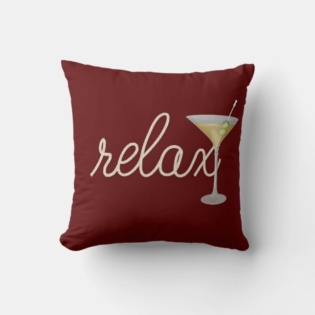 Relax nautical rope with martini throw pillow (Front)