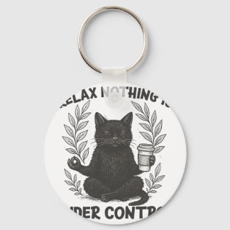 Relax Nothing Is Under Control Funny Sarcastic Cat Keychain