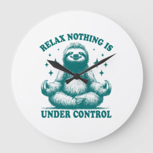 Relax Nothing Is Under Control Sloth Yoga Large Clock