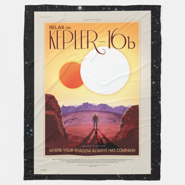 Relax on Kepler 16b vacation advert Fleece Blanket (Front)