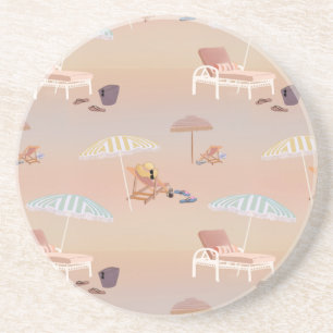 Relax On the Sandy Pastel Beach Coaster