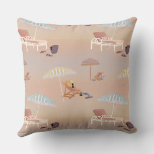 Relax On the Sandy Pastel Beach Throw Pillow