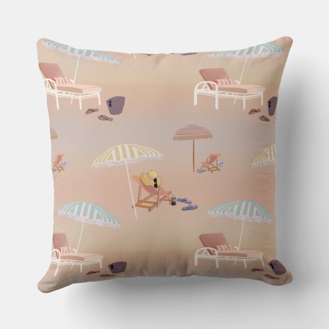 Relax On the Sandy Pastel Beach Throw Pillow (Back)