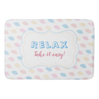 Relax Pastel Color Clouds Pink Blue Yellow Modern Bath Mat