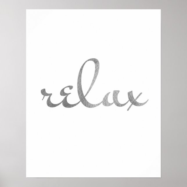Relax print grey. Typography wall art minimalist (Front)