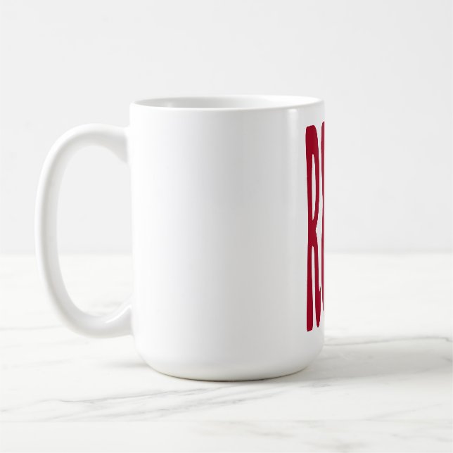 Relax Red Retro Wavy Typography Aesthetic Art Coffee Mug (Left)