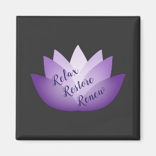 Relax Restore Renew Purple Lotus Flower Magnet