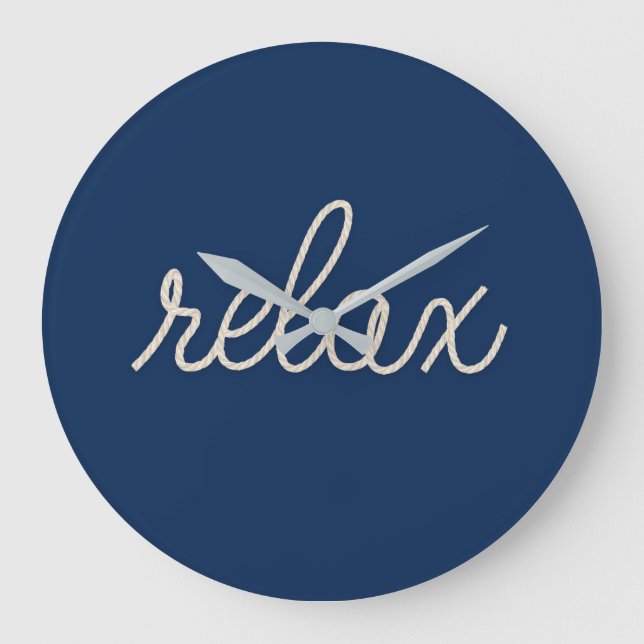 RELAX Rope Text On Blue Large Clock (Front)