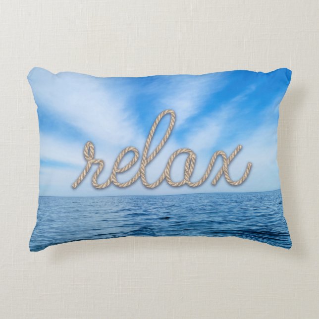 Relax Rope Text on Water Accent Pillow (Front)